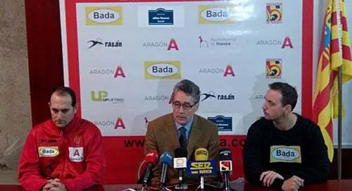 Nolasco (izda), Gin&eacute; y Ancizu (drcha) en rueda de prensa | Foto: Bada Huesca