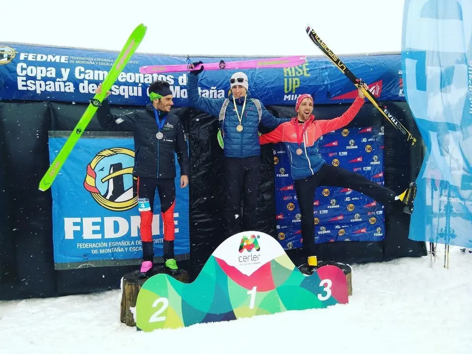 Podio masculino en la crono de Cerler. Foto: Esqu&iacute; Monta&ntilde;a Fedme