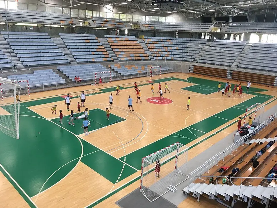Imagen en el Palacio de los Deportes de Huesca  donde Levitec Huesca y Bada jugar&aacute;n apuerta cerrada. | Foto: Bada Huesca