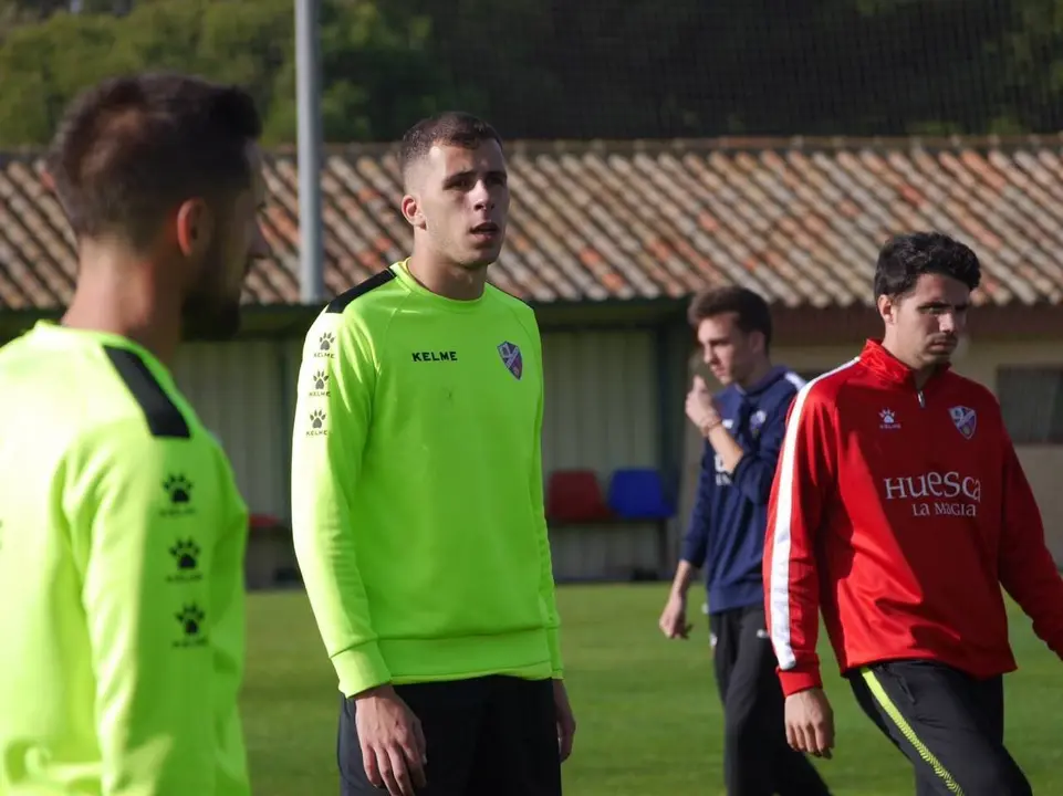 Christian Rivera en el entrenamiento de hoy | Foto: SD Huesca