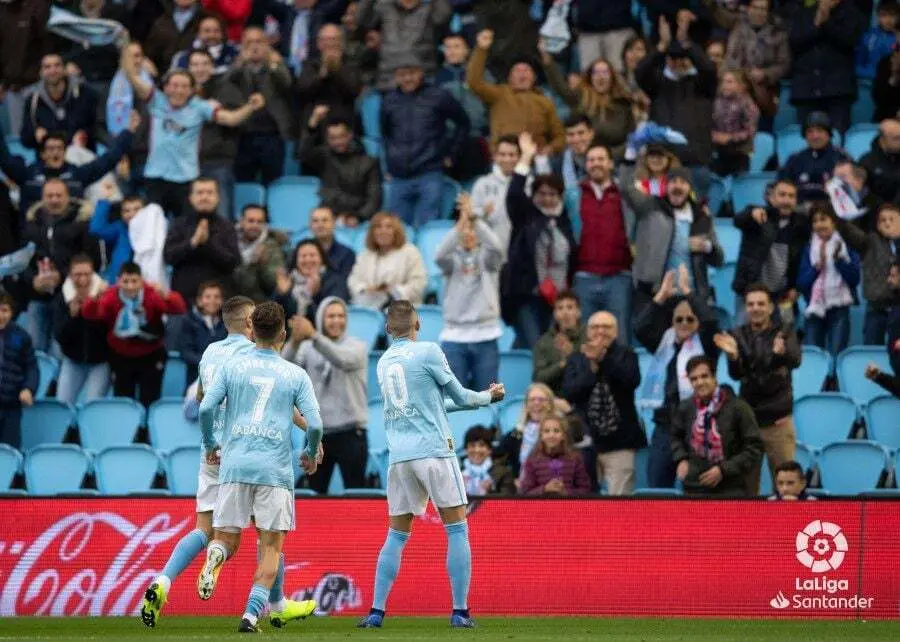 El Celta celebra un gol en Bala&iacute;dos | Foto: LaLiga