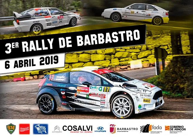 Cartel en el que se anuncia la tercera edici&oacute;n del Rally Barbastro. Foto: Cedida