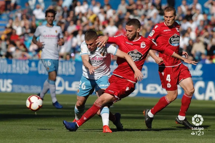 Pep Biel, en el partido ante el Deportivo. Foto: Liga 1 2 3