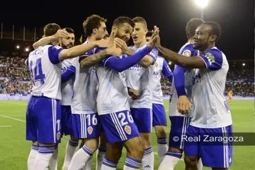 Celebraci&oacute;n de uno de los goles ante Las Palmas. Foto: Real Zaragoza