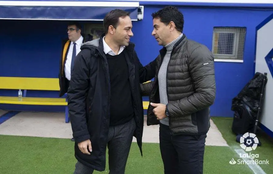 M&iacute;chel junto a Fran Fern&aacute;ndez al inicio del partido | Foto: LaLiga