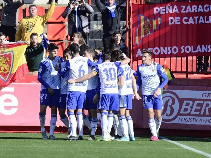 El Real Zaragoza celebra un gol en Tarragona en Copa. Foto: Real Zaragoza
