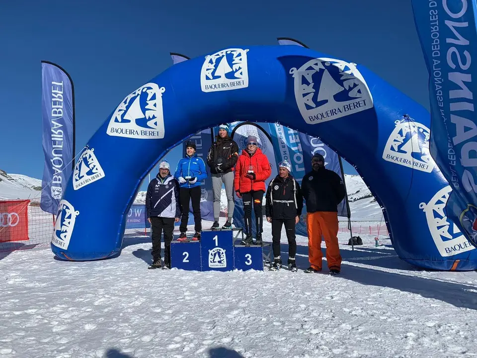 Fondistas aragoneses en el podio de Baqueira. Foto: FADI