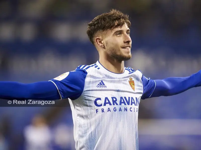 Javi Puado celebrando su gol ante el RCD Mallorca en Copa del Rey. Foto: Tino Gil / Real Zaragoza