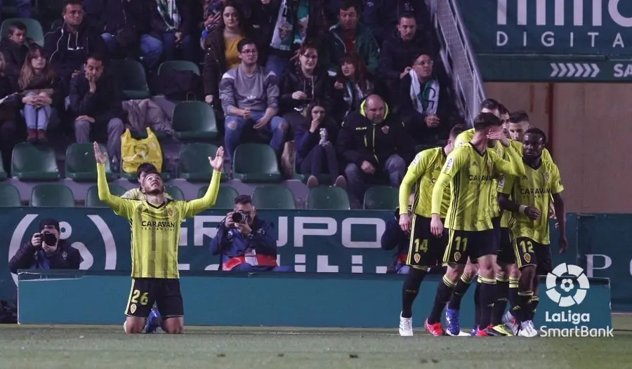 Su&aacute;rez celebra su gol ante el Elche. Foto: La Liga