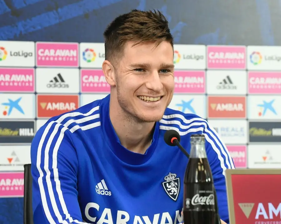 Carlos Vigaray en rueda de prensa en la semana del partido en La Rosaleda. Foto: Real Zaragoza