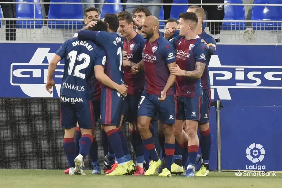 Cristo, a la derecha de la imagen, en la celebraci&oacute;n del gol de Okazaki al Fuenlabrada. Foto: LaLiga