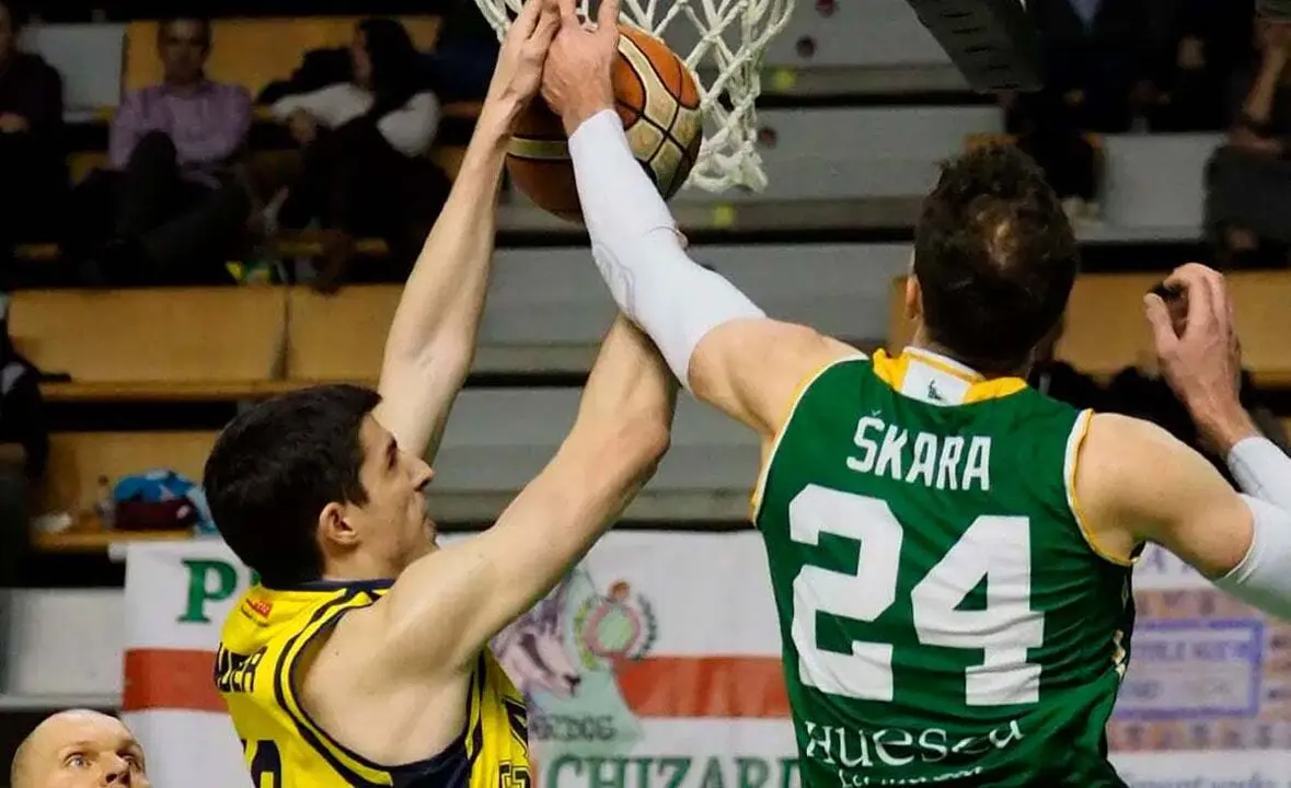 David Skara pelea un rebote durante el &uacute;ltimo choque en el Palacio | Foto: C.Pascual