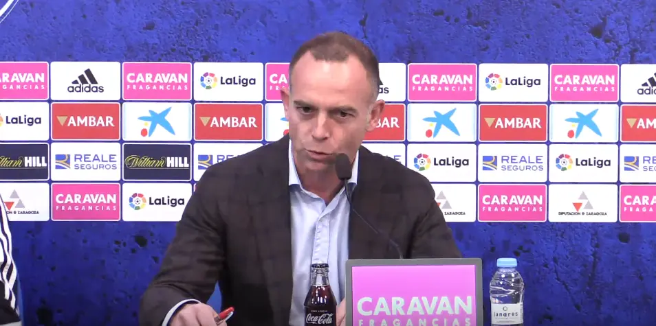 Cristian lapetra en rueda de prensa. Imagen: Real Zaragoza.