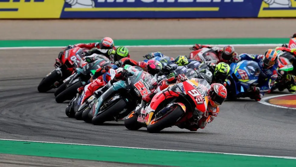 Marc M&aacute;rquez (Honda) lidera el &uacute;ltimo GP de Arag&oacute;n. Foto: Javier Cebollada/EFE
