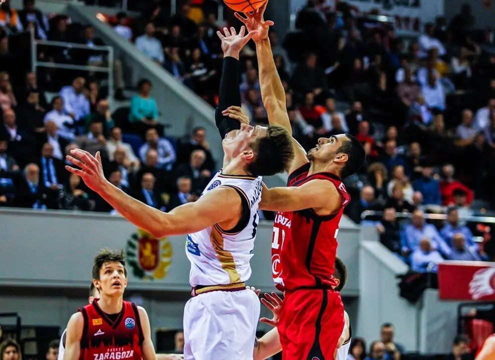 Aitor Etxeguren, en el &uacute;ltimo partido de Champions en el Pr&iacute;ncipe Felipe. Foto: Esther Casas/FIBA