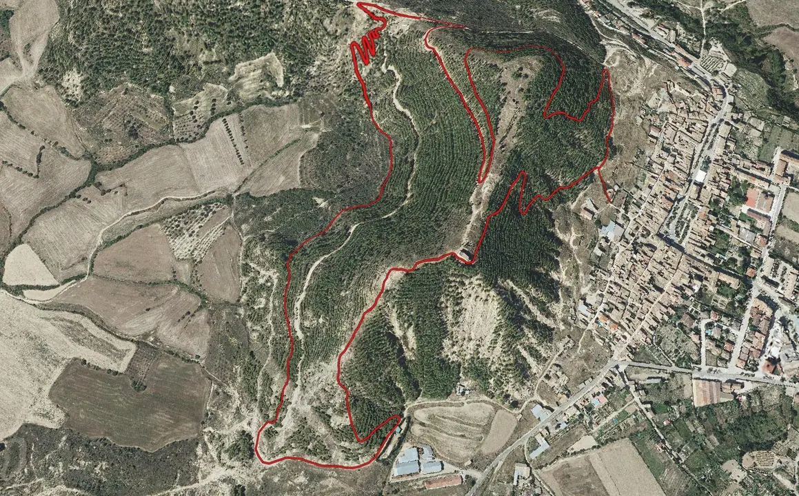 Vista general del circuito para BTT que se proyecta en Ayerbe. Foto: Cedida