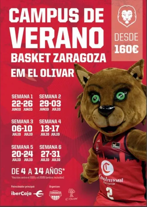 Cartel del campus de verano de Casademont Zaragoza