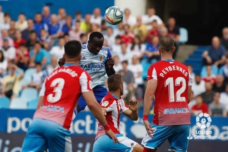 Dwamena en el partido de la primera vuelta que enfrentaba al Real Zaragoza y al CD Lugo en La Romareda. Foto: LaLiga SmartBank