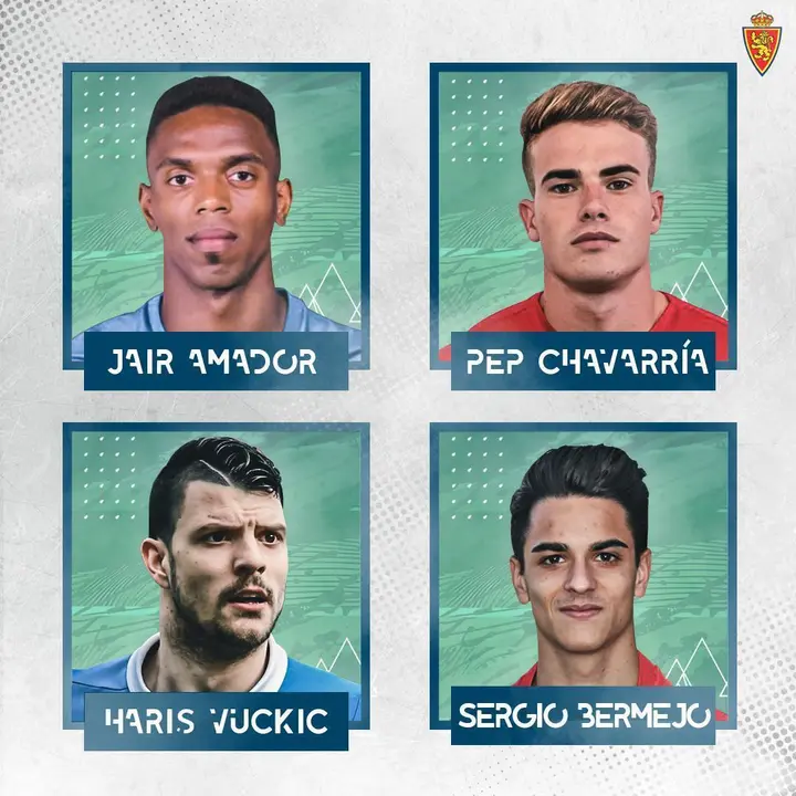 Las cuatro nuevas adquisiciones en propiedad del club. Foto: Real Zaragoza