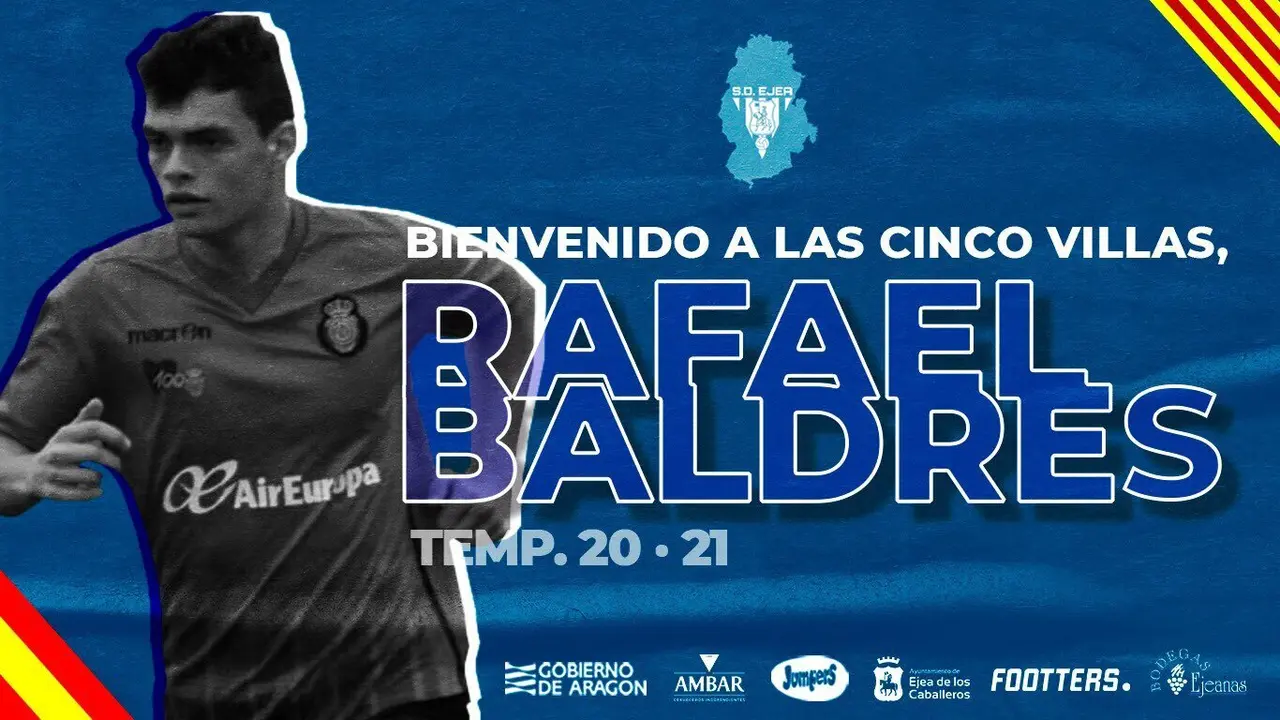Cartel de la SD Ejea para anunciar la llegada de Rafinha