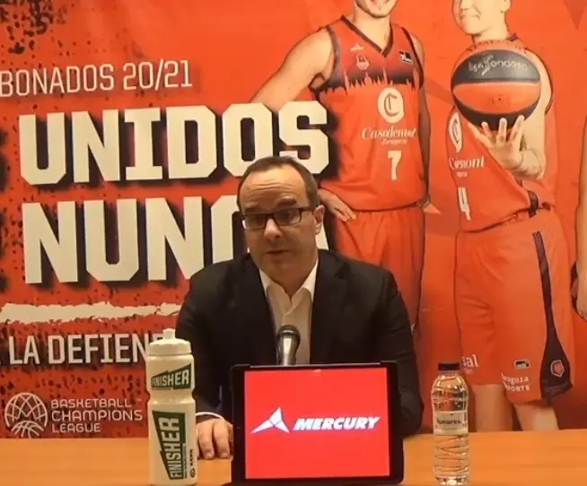 Diego Ocampo, en sala de prensa. Fotograma del Casademont Zaragoza