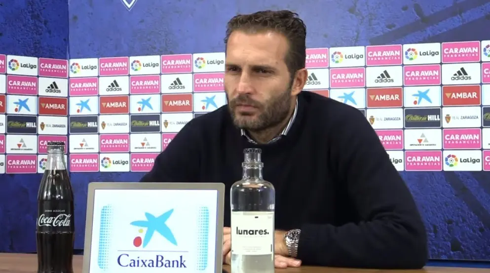Rub&eacute;n Baraja, en sala de prensa este martes. Fotograma del Real Zaragoza