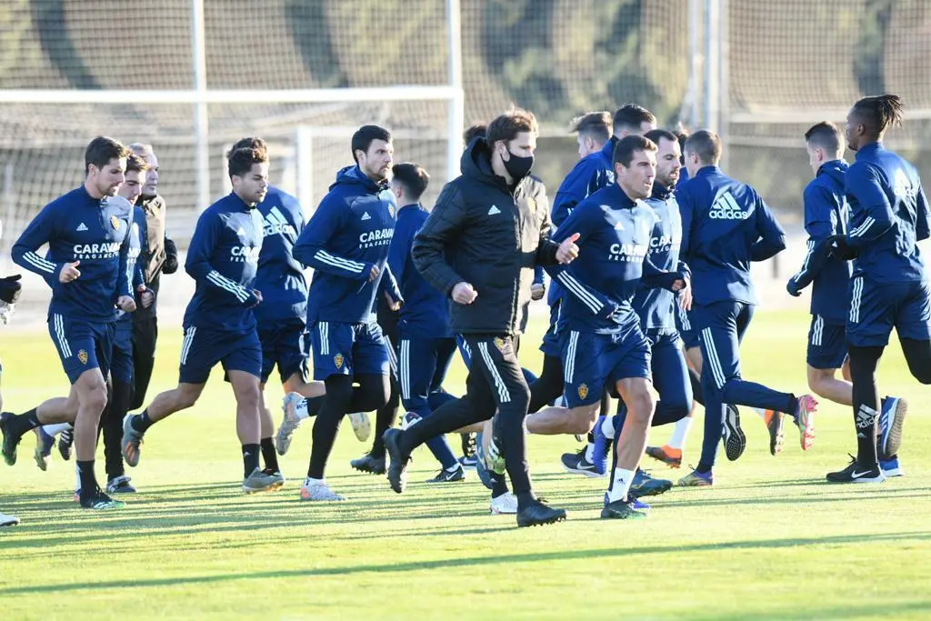 La plantilla del Real Zaragoza en un entrenamiento de la Ciudad Deportiva. Foto: Real Zaragoza