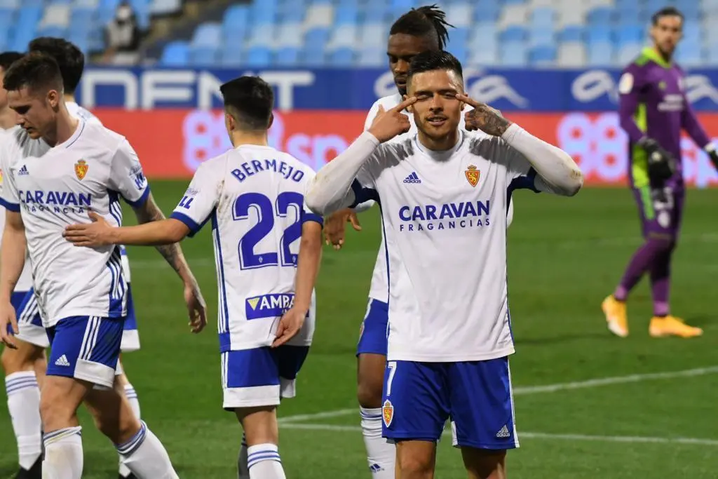 Juanjo Narv&aacute;ez, goleador ante la Ponferradina. Foto: Real Zaragoza