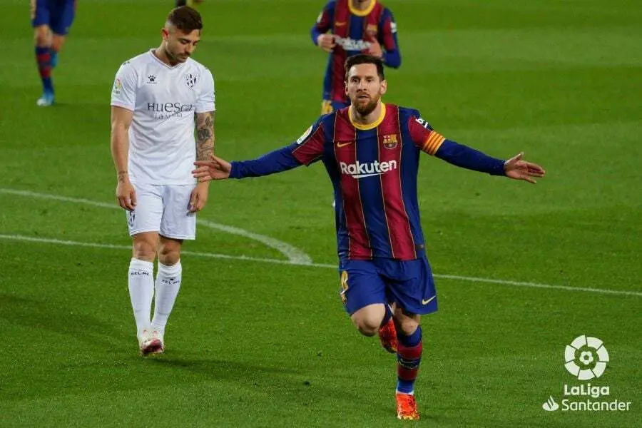 Leo Messi celebrando el primer gol. | Foto: LaLiga