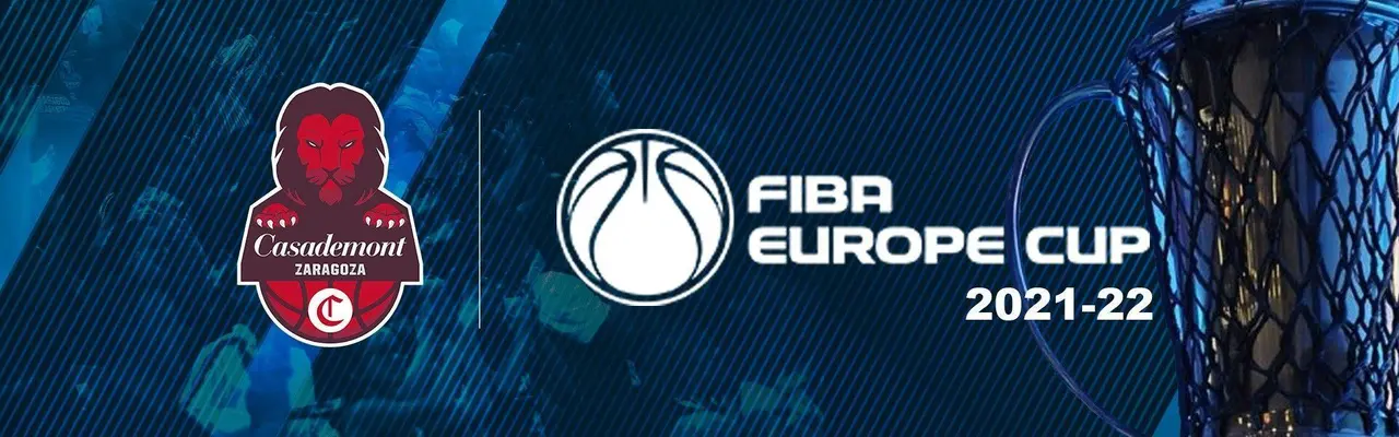 Logo del Casademont Zaragoza junto al de FIBA Europe Cup