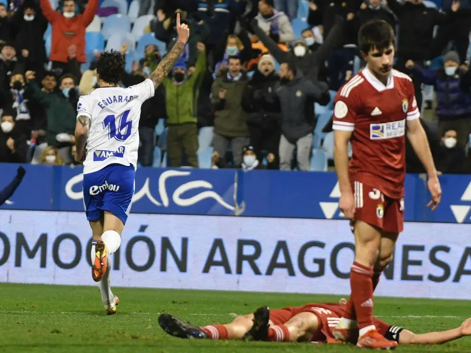 Eguaras marca el primer tanto del Real Zaragoza ante el Burgos | Foto: Real Zaragoza