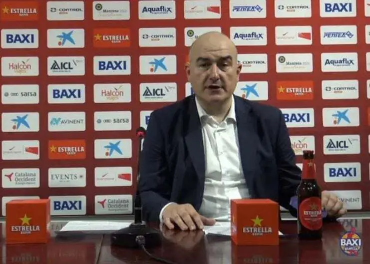Jaume Ponsarnau, en sala de prensa del Nou Congost | Fotograma de Baxi Manresa