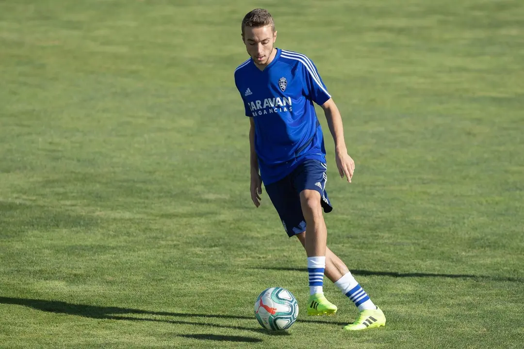 Mar Aguado en un entrenamiento con el Real Zaragoza. 