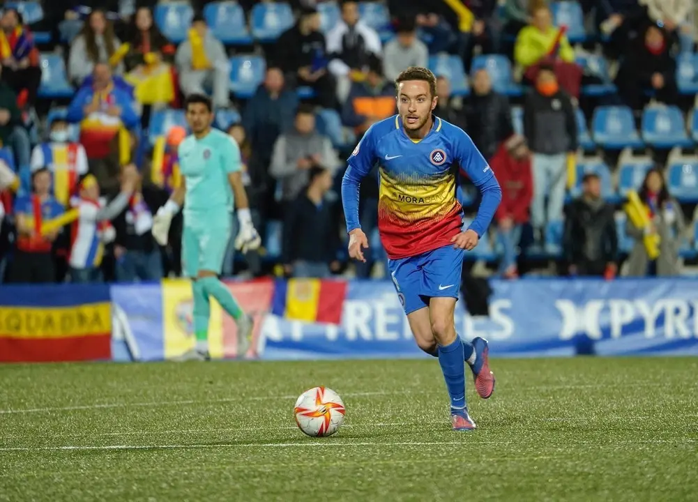 Marc Aguado durante un encuentro con el FC Andorra. Imagen: FC Andorra.