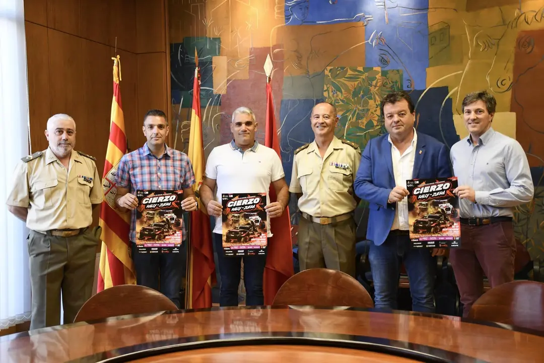 Responsables del Cierzo Rally de Zuera durante la presentaci&oacute;n de la carrera. Foto: Cedida