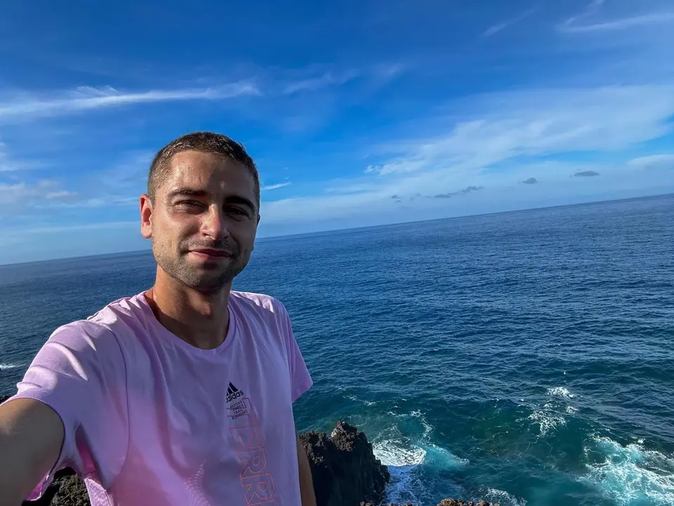 Autofoto de Dani Osanz unos d&iacute;as antes de la plata en la Transvulcania.
