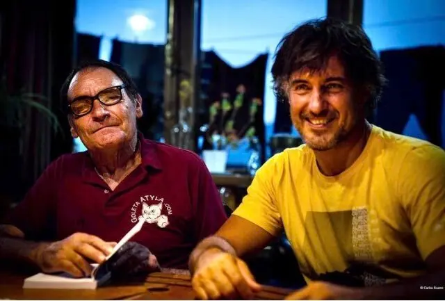 Carlos Suarez (d) con Esteban Vicente, un soriano singular fallecido en este mes de diciembre. Foto: Carlos Su&aacute;rez