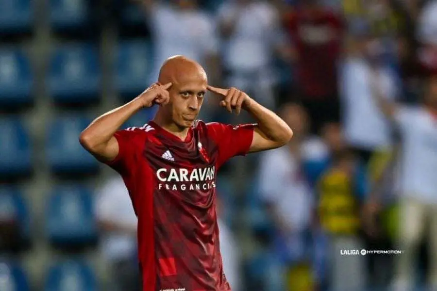 La celebraci&oacute;n de V&iacute;ctor Mollejo tras su gol en Andorra | Foto: LaLiga