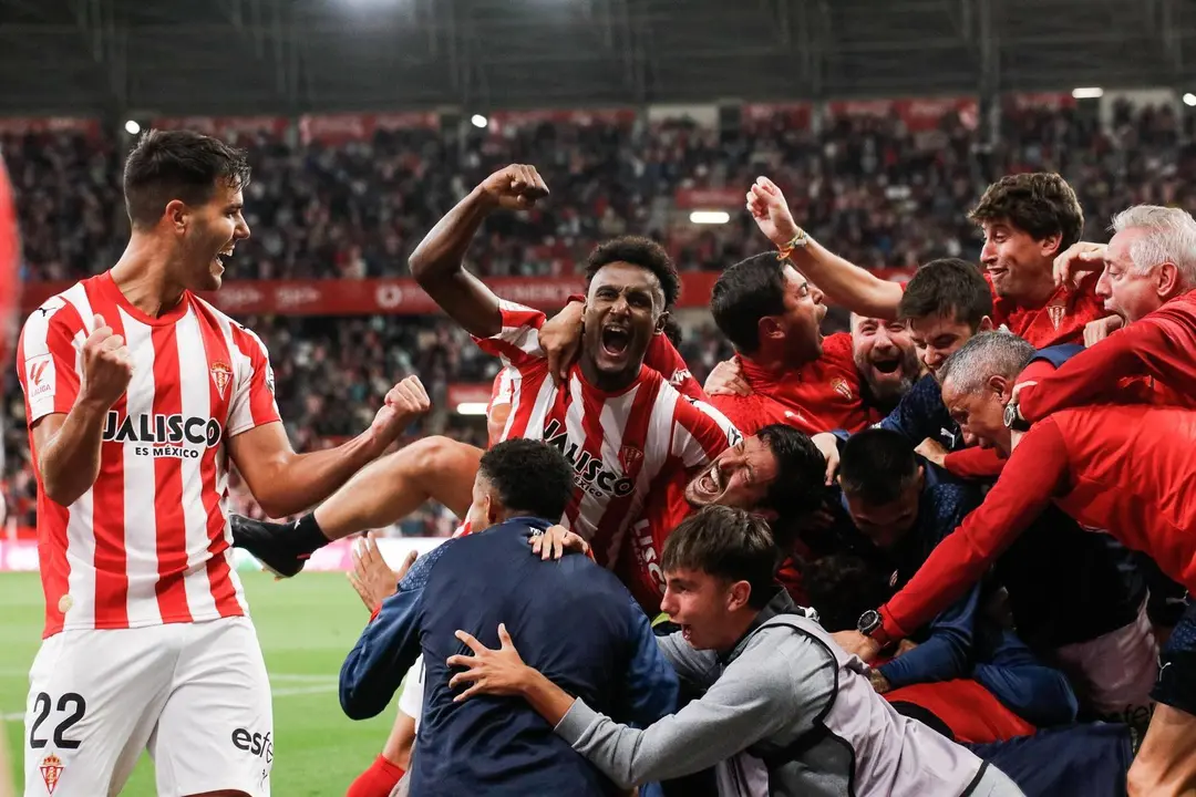 El Sporting celebra el gol del empate | Foto: Real Sporting