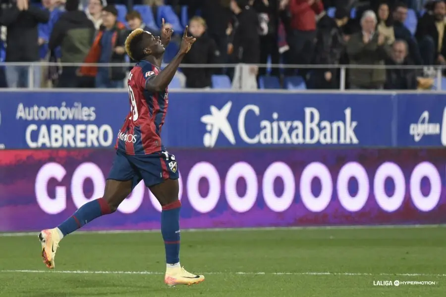 Soko, en la imagen, marc&oacute; el gol del empate del Huesca contra el Castell&oacute;n y tuvo la oportunidad de poner el 1-2. Foto: LaLiga