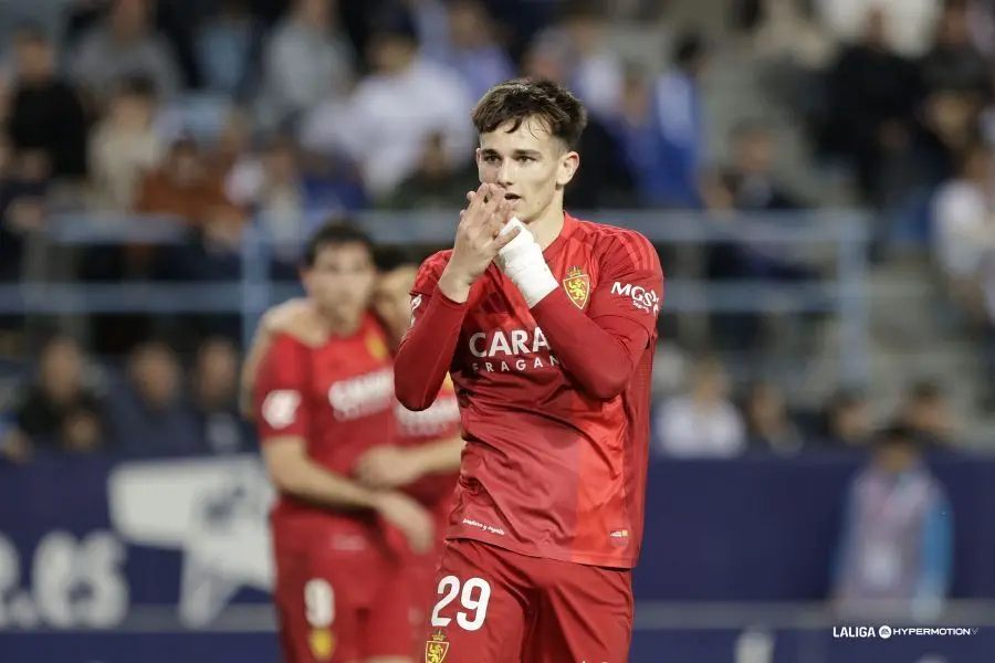 Pau Sans celebra el gol de la remontada frente al M&aacute;laga // Foto: La Liga