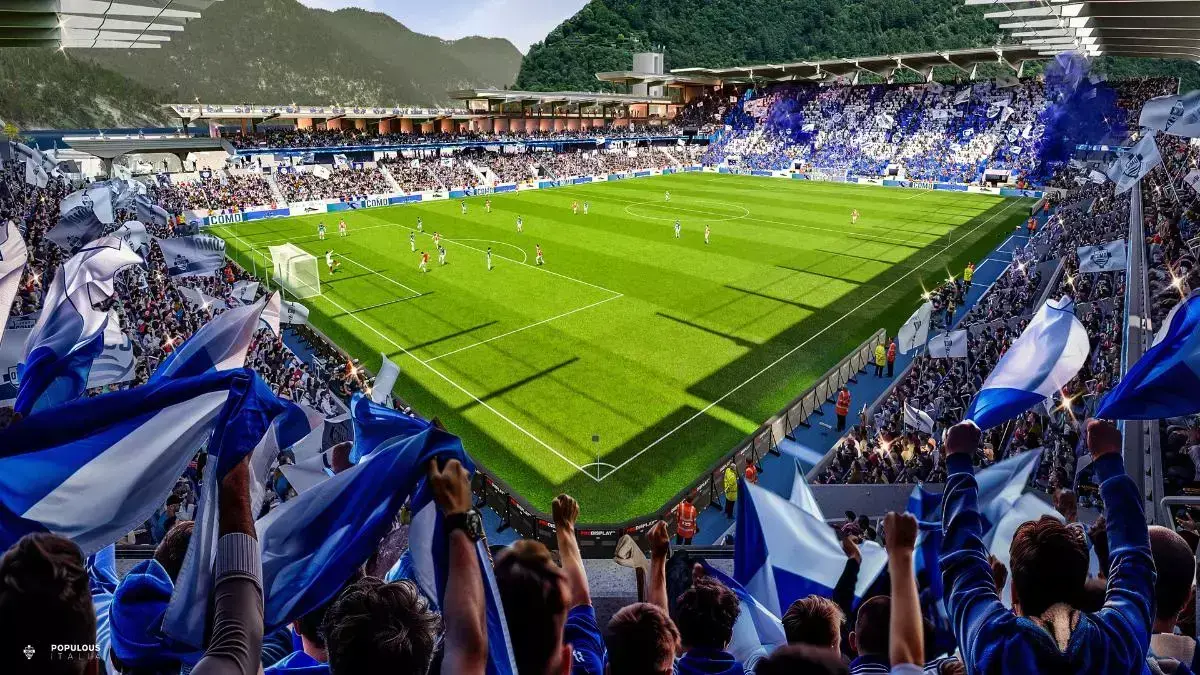 Imagen del Nuevo Giuseppe Sinigaglia presentada por el Como 1907. / Como 1907