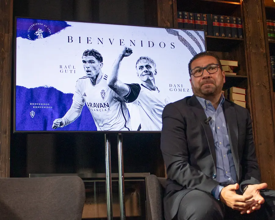 Cordero, en la presentaci&oacute;n de Guti y G&oacute;mez (Foto: Almudena Sope&ntilde;a | SportArag&oacute;n).