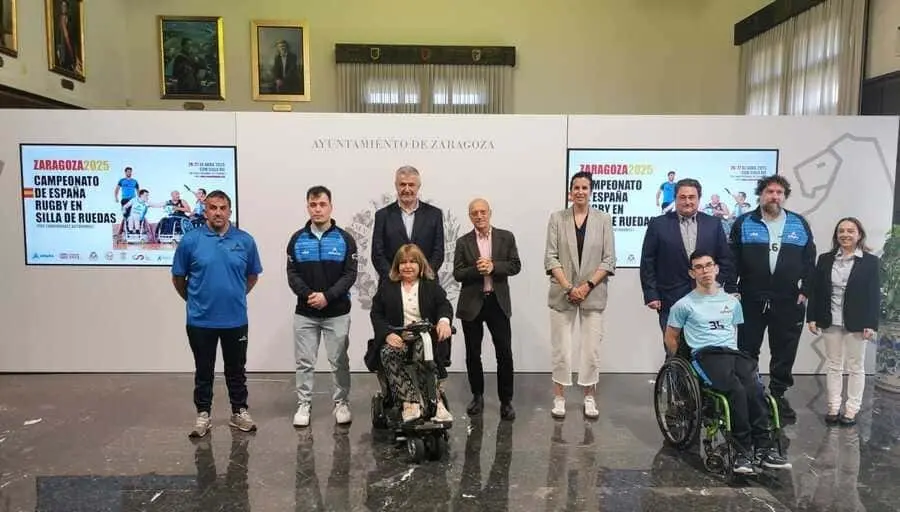 Imagen de la presentaci&oacute;n del Campeonato nacional de Rugby en silla de ruedas. Foto: Ayuntamiento de Zaragoza