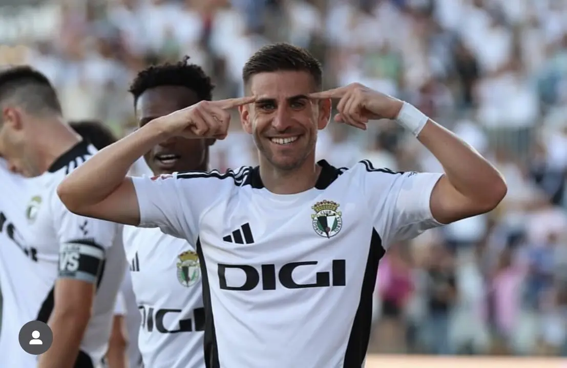 Dani Ojeda con el Burgos celebra un gol. Foto: RRSS