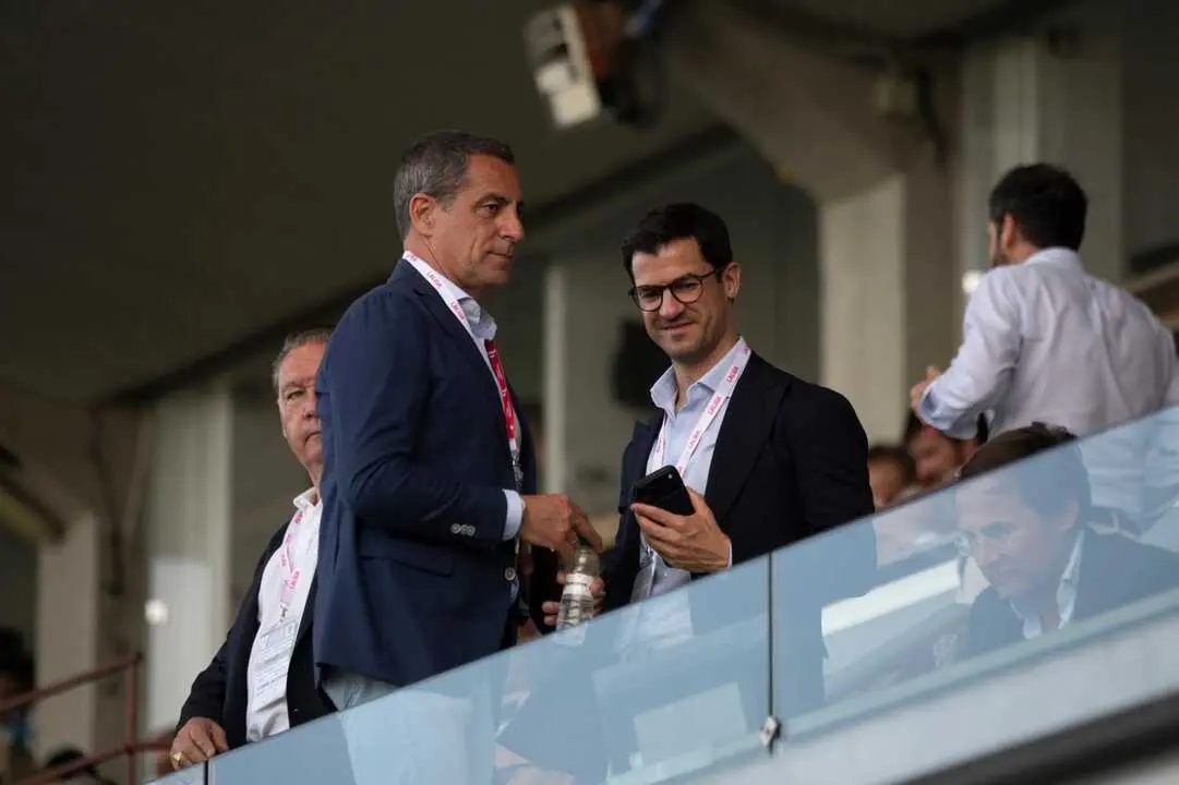 Fernando L&oacute;pez y Mariano Aguilar en El Alcoraz / Marcos Cebri&aacute;n