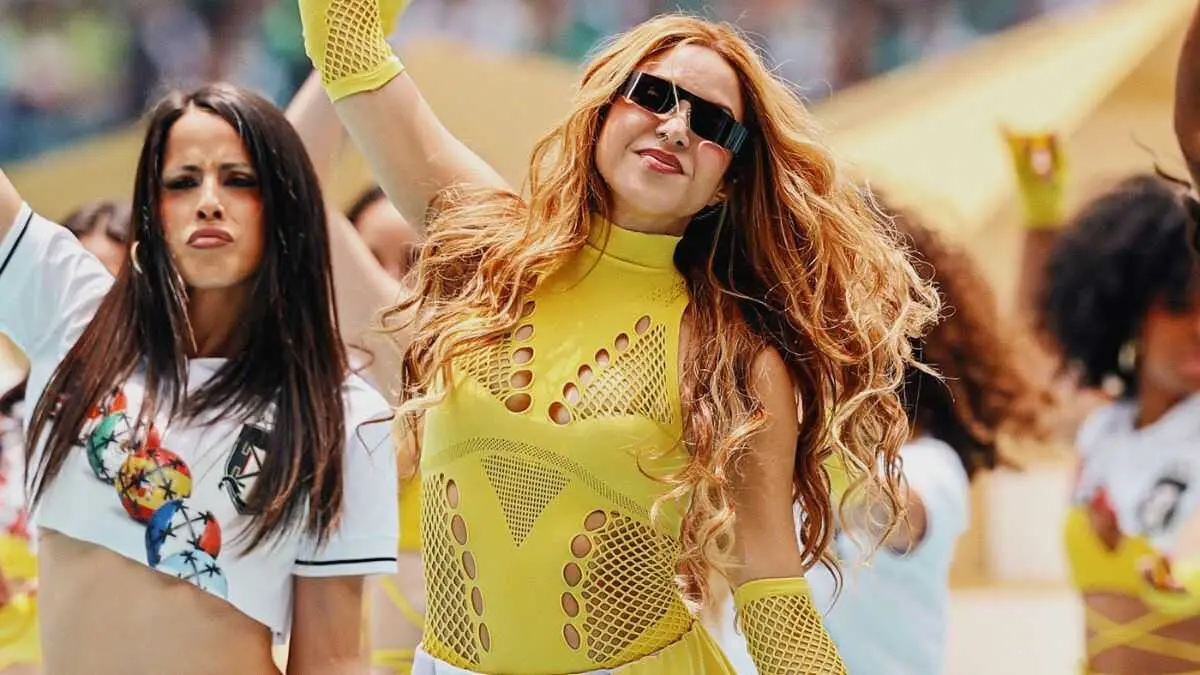 Shakira durante la presentaci&oacute;n del Mundial