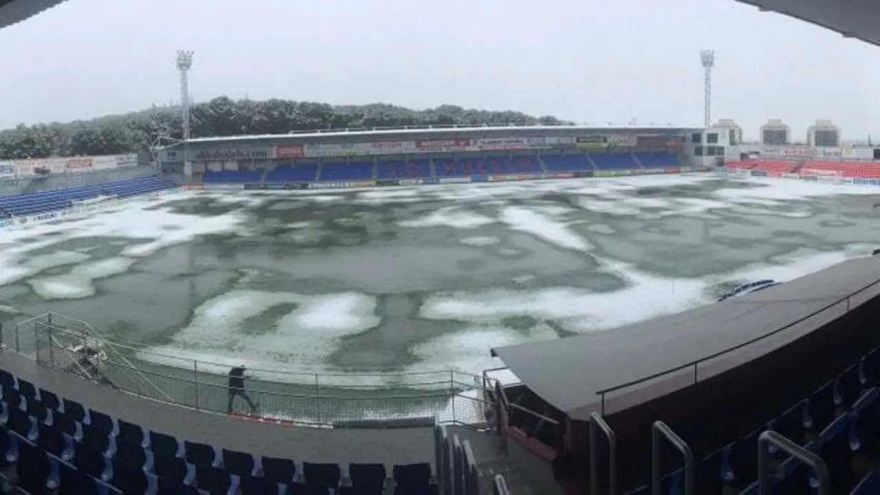 La lluvia y la nieve impidieron que se disputara el encuentro en su fecha correspondiente | Foto: SD Huesca