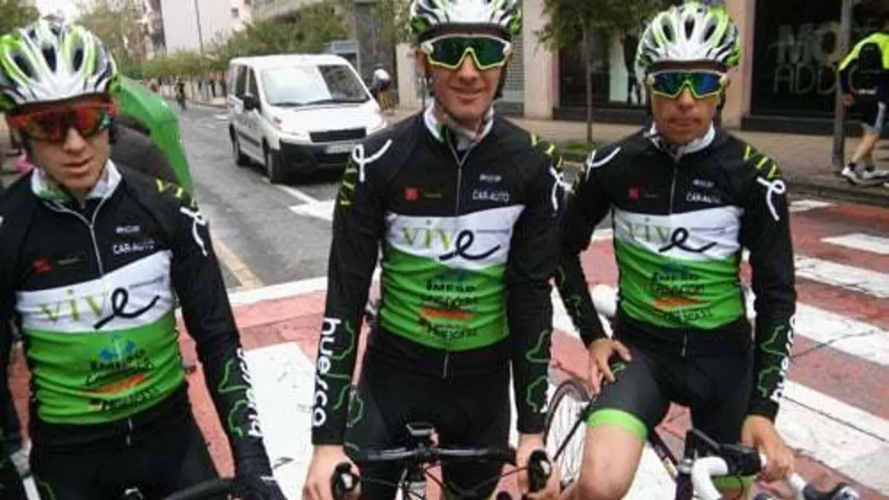 Pablo Castrillo, Pablo Ara y Gerard Serrano en Estella | Foto: CC Oscense. 
