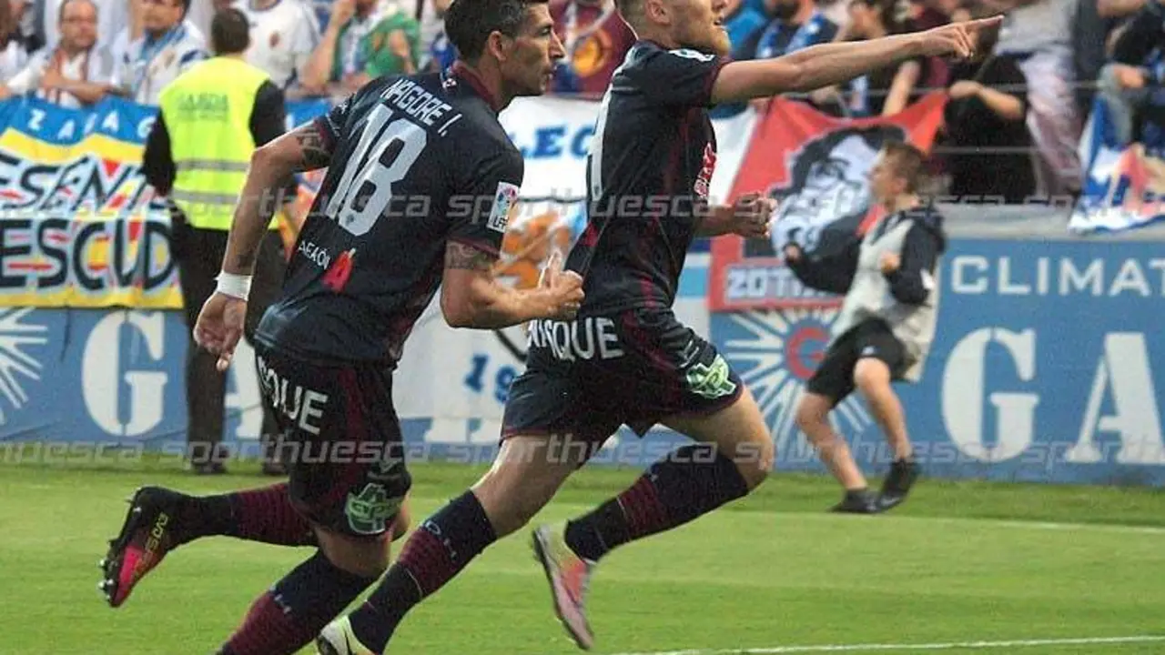 Samu celebrando el gol del a&ntilde;o pasado ante el Real Zaragoza | Foto: C. Pascual